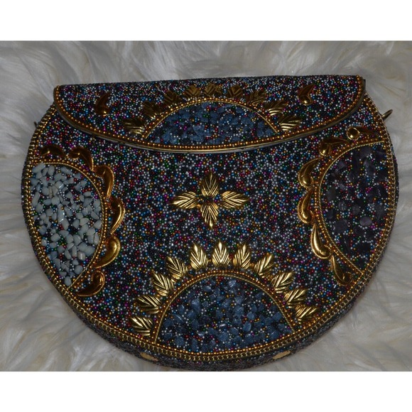 New RAMLA Handmade Metal & Muti-Color Crossbody Purse with Detachable Gold Chain - Picture 2 of 6